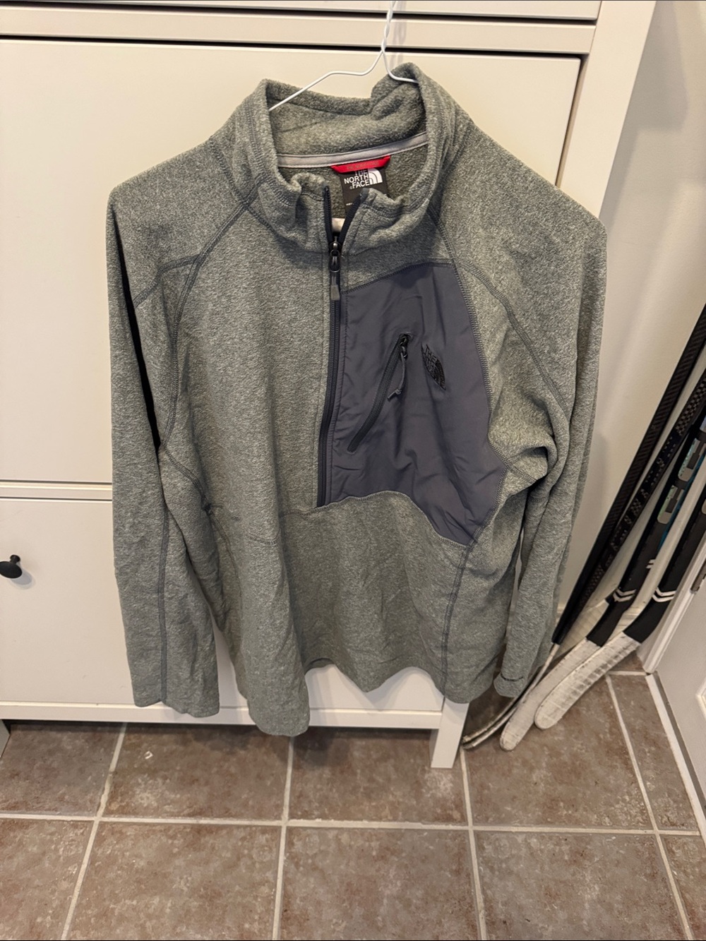 The North Face Heather Grey Quarter-Zip Pullover with Chest Pocket